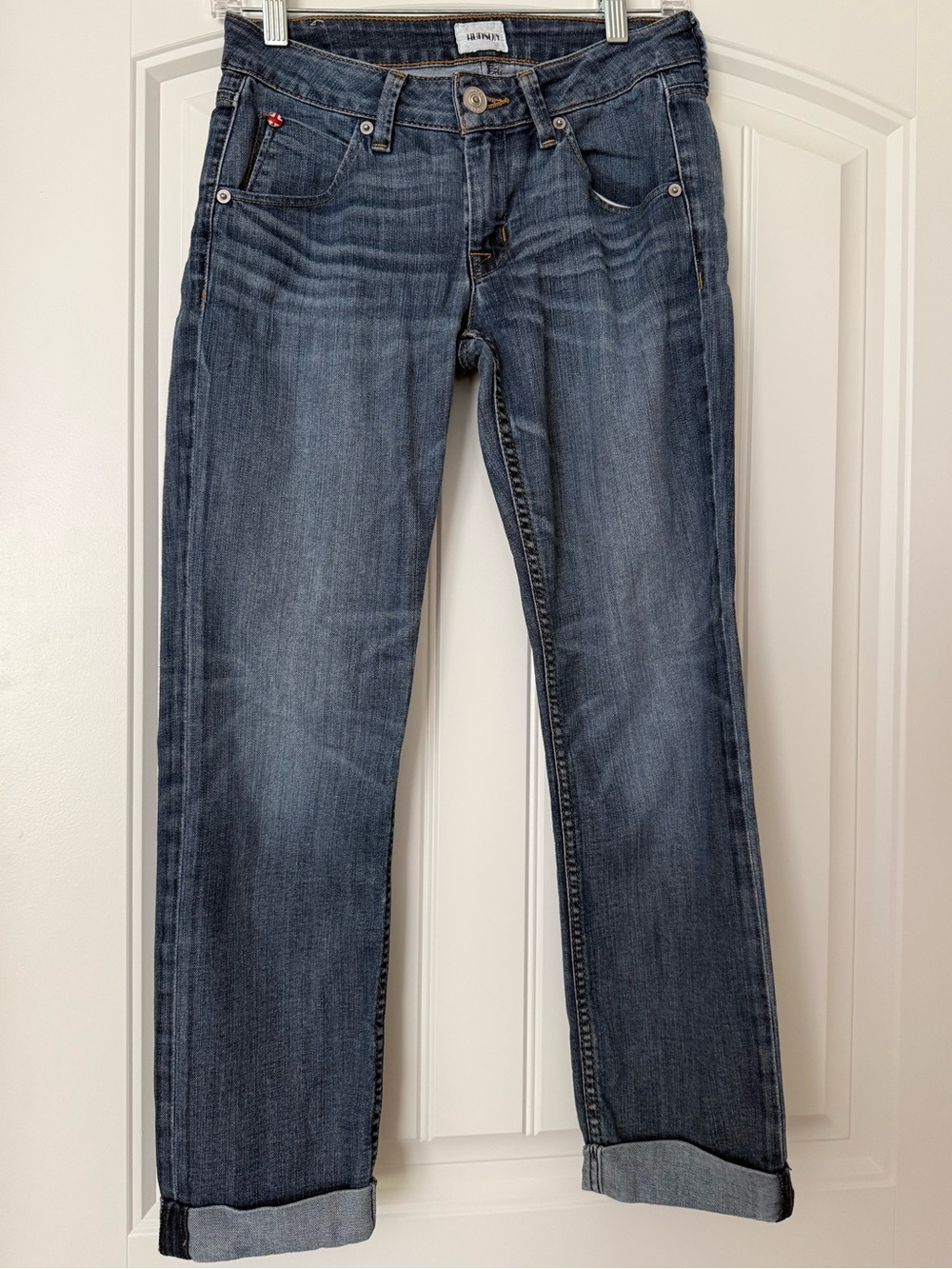 Hudson Women's Bacara Crop Straight Cuffed Denim Jeans-Medium Wash-Size 25